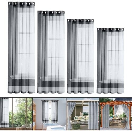 Basic Rod Pocket Sheer Curtain Eyelet Top Deck Canopy Sheer Window Curtain Drape Pool Sun Room Decoration