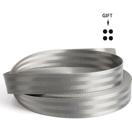 Free Button 4Yards 2" Silver Nylon Webbing Tape Car Safety Seat Band DIY Backpack Pet Strap Belt Sewing Crafts Accessories OC1