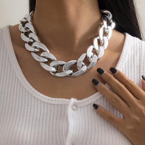 Chain Necklace Women Metal Retro Stitching Punk Hip Hop Exaggerated Rough Aesthetic Fashion ожерелье Female Popular Now New 2021