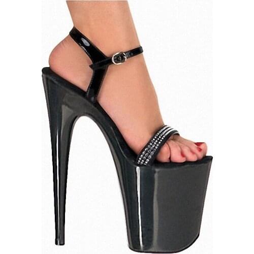 Summer New Style Rhinestone Baking Paint 8Inches Black Nightclub Pole Dancing Models Stage Party Dress 20CM Sexy Fetish Big Size