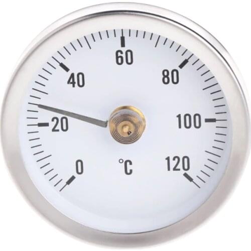 0~120C 63mm Dial Stainless Steel Clip-on Spring Temperature Testing Gauge Thermometer Bimetal Surface Pipe Thermometer