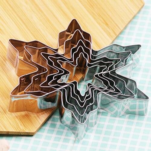DIY Mold Snowflake Shape Kitchen Gadgets Stainless Steel 430 Silver 5Pcs/Set Biscuit Cookie Cutter Baking Accessories