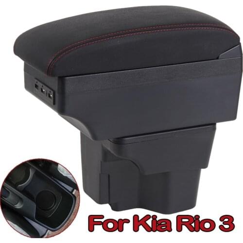 For Russia KIA K2 Rio 3 Armrest Box 2016 2011 2015 2014 2013 2012 Car Storage Box Leather Auto Cup Holder Accessories