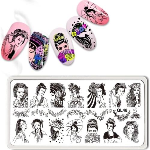 Ancient characters Design Stamping Plates Abstract Dragon Nail Stamp Templates 6.5*12.5cm Leaf Floral Printing Stencil