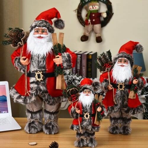 Father Frost Figure Under Christmas Tree Santa Claus Home Decoration Ornament Navidad 2020 Happy New Year 2021 Figurine Doll