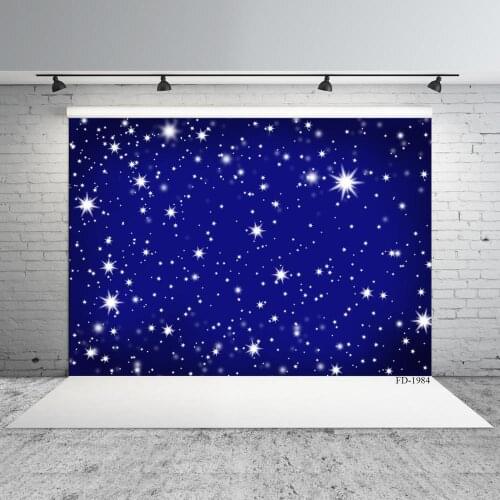 Night White Star Blue Sky Photocall Background Children Baby Shower Poster Photography Photo Studio Props Photophone Backdrops