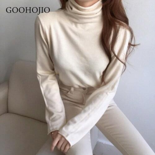 GOOHOJIO 2020 New Spring Autumn Simple Versatile Sweater Women Solid Color Pullover for Ladies Temperament Chic Women Sweater