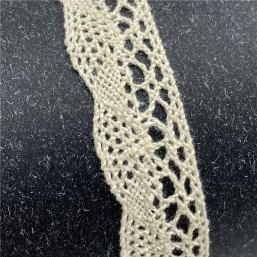 3Yards/lot 18mm Apparel Sewing Fabric Ivory Cream Trim Cotton Crocheted Lace Fabric Ribbon Handmade Accessori #07