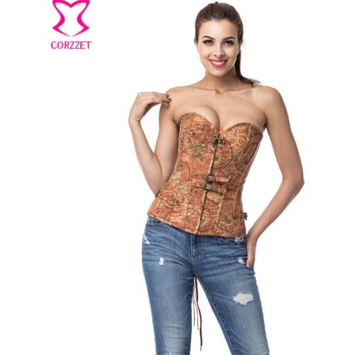 Brown Punk Sexy Espartilhos E Corpetes Corsets And Bustiers Vintage Corset Gothic Steampunk Clothing Burlesque Korsett For Women