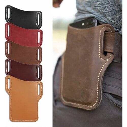 Men Cellphone Loop Holster Case Belt Waist Bag Props Leather Purse Phone Wallet Storage Bag Organization 12 Colors