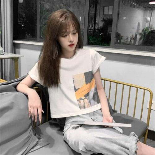 Summer Women Harajuku Cute T-Shirt Female Aesthetic 90S T Shirt Girls Loose Plus Size Short Sleeve O-Neck Version of the Print
