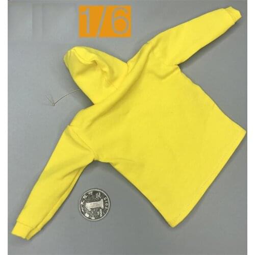Best Sell 1/6th Fashion Style For Boys Hip Hop Loose Yellow Hoodie Shirt Can Suit Mostly 12inch Figures Doll