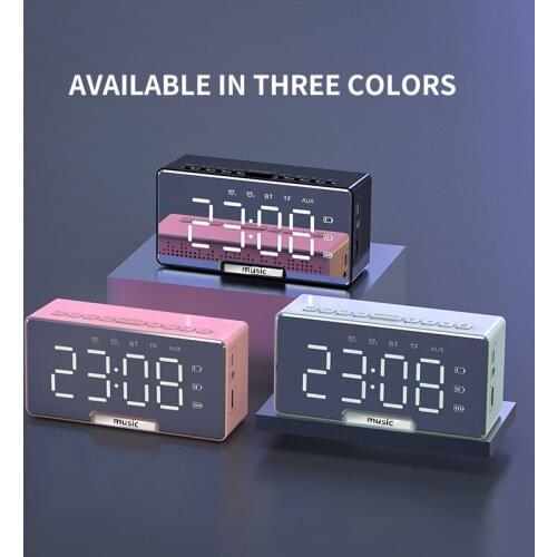 Multifunctional Portable Mini Subwoofer Wireless Mirror Alarm Clock Bluetooth Speaker 3D Surround and Lasting Battery Life