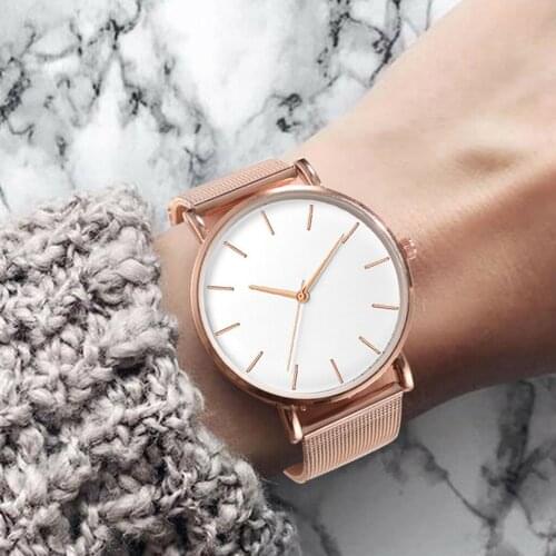 Fashion Women Watch Rose Gold 2021 Women Mesh Belt ultra-thin Fashion Stainless Steel Luxury Wrist Watches WOmen Reloj Mujer