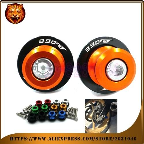 Motorcycle Aluminum Swingarm Spools Slider Stand Screw 0.393 inch For KTM 990 SMT 990SMT 2009 10 11 12 13 WITH LOGO accessories