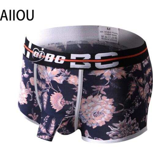 AIIOU Funny Men Boxers Shorts Underwear Male Panties Printed Leaves Gay Elephant Nose Penis Tunk Men Boxer Cuecas Underwear