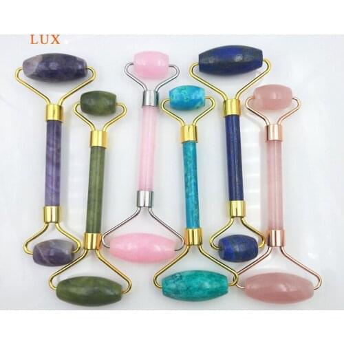 Natural Amethyst Rose Quartz Roller Massage Stick Germanium Stone Roller Massager relieve fatigue Brush Skin Health Beauty Tool