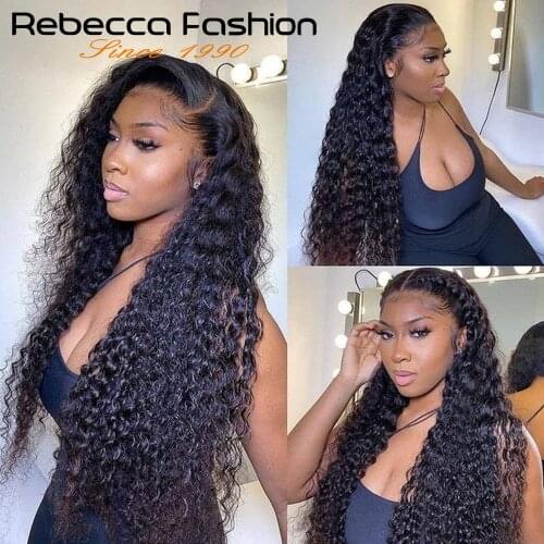 Deep Wave Frontal Wig Human Hair Lace Frontal Wigs 180% Lace Front Wig Pre Plucked Bleached Knots Wigs Remy 360 Full Lace Wig
