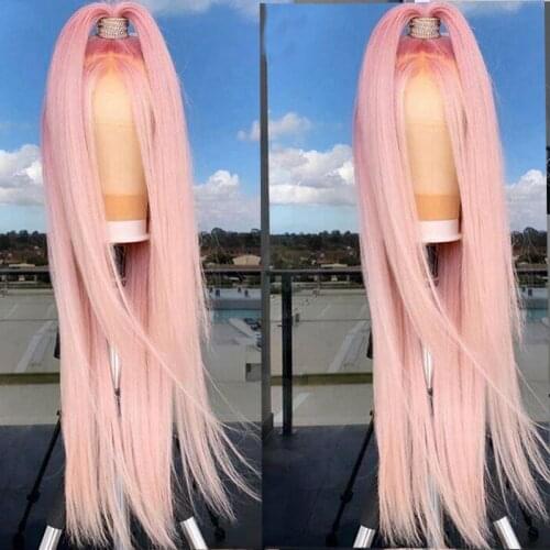 13x4 Pink Blonde 28''Long Lace Front Human Hair Wigs Brazilian Straight Hair Transparent Lace Front Wigs With Baby Hair Remy Wig