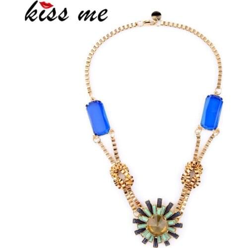 KISS ME Fashion accessories gem inlaying flower necklace