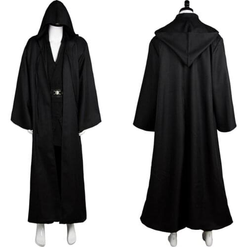 Dropshipping Star Cosplay Wars Anakin Skywalker Cosplay Costume Outfit Black Robe Cloak Jedi Knight Costume