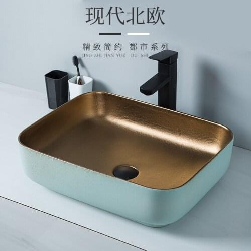 50*38cm luxury washbasin European style metal glaze above counter basin hotel bathroom household wash basin