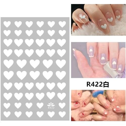 Self-adhesive 3D Stickers for Nails Cute White Love Heart Nail Art Decorations Autumn Fashion Stickers Women Girl Nail Foil