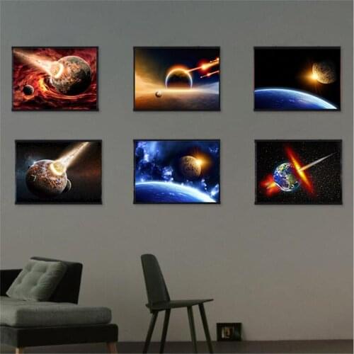 Modern Canvas Painting Stars Mars Earth Posters and Prints Out Space View Painting On Canvas Wall Art Picture Home Decoration