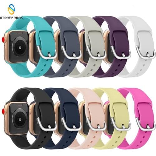 Sport Silicone Strap for Apple Watch Band 42mm 38mm 44mm 40mm Silver Buckle Wristband Watch Band for iwatch Series 3 2 1 4