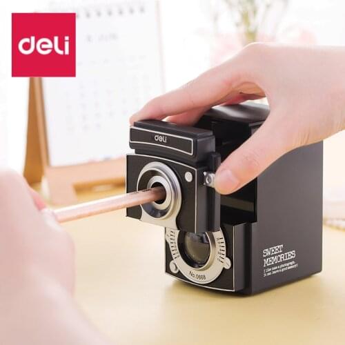Deli 0668 Sharpener Vintage Camera Pencil Sharpener Creative Hand Pencil Sharpener Student Gift Pencil Sharpener