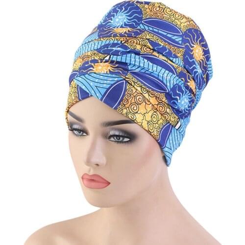 African pattern headscarf Bonnet Muslim women Turban hijab caps islamic turbantes ladies wrap head scarves