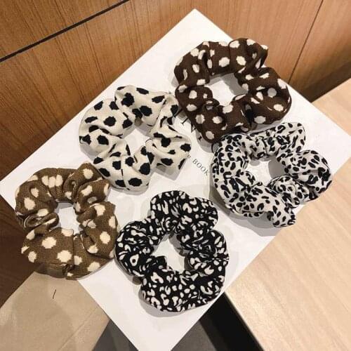 Vintage Leopard Zebra Pattern Scrunchies Headwear Polka Dot Ponytail Large Intestine Circle Women Hair Ties Hair Accessories