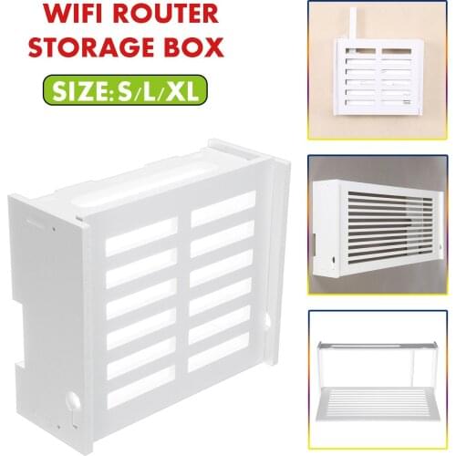 Wifi Router Shelf Storage Boxes Cable Power Plus Wire Bracket Storage Box Plastic Wall Shelf Hanging Plug Bracket Box S/L/XL