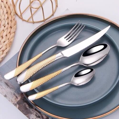 Mirror Stainless Steel Cutlery Set Fork Knife Soup Tea Spoon Complete Dinner Dinnerware Home Kitchenware Cutlery Silverware Set