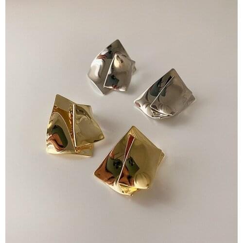 Origin Summer Irregular Geometric Smooth Alloy Pendant Earrings for Women Girls Gold Silver Color Metal Earring Trendy Jewelry