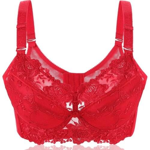 Womens Full coverage Underwired Lightly Lined bra Floral Embroidered Bra 34 36 38 40 42 44 46 48 B C D E F G H