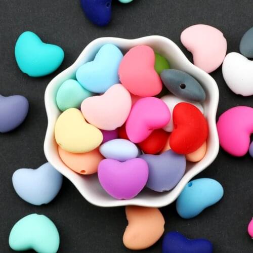 10/20pcs Mixed Love Heart Silicone Beads Loose Spacer Beads for Jewelry Making Diy Bracelet Baby Pacifier Chain Toys Accessories