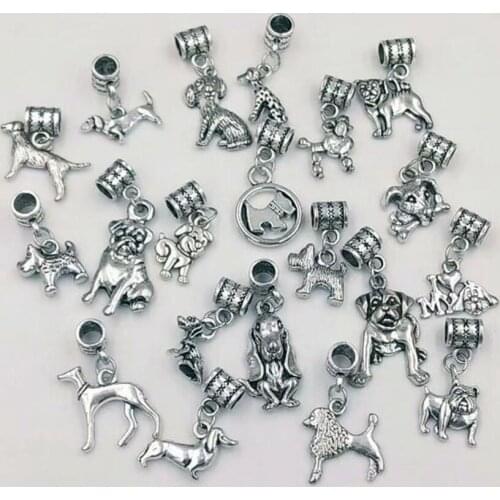 10 Pcs Fast delivery Fashion Mixed Steampunk Cute Dog Animal Charms Pendants For Bracelet Necklace Jewelry Making