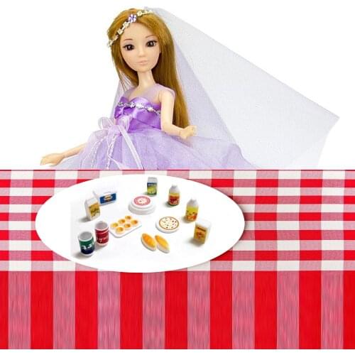 Besegad 12PCS Doll House Drink Juice Milk Food Elegant Fashion Kitchen Toy Accessories for Barbie Children Girls Birthday Gift