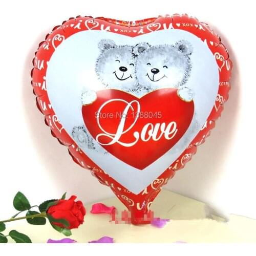 2pcs 18 Inch Double Bear Heart Shaped Love Helium Foil Balloons Birthday Party Wedding Holiday Decorations Wedding Supllier
