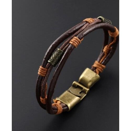 2021 Fashion Jewelry Vintage Handwork Weave Multi-layer Leather Bracelet Charm Jewelry Winding Cuff Bracelets for Women Pulseras
