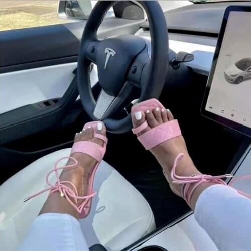2021 Summer New Women Square Headgear Toe Ring Strap Roman Sandals Female Large Size Flat Outer Sandals Slippers Women Sandals