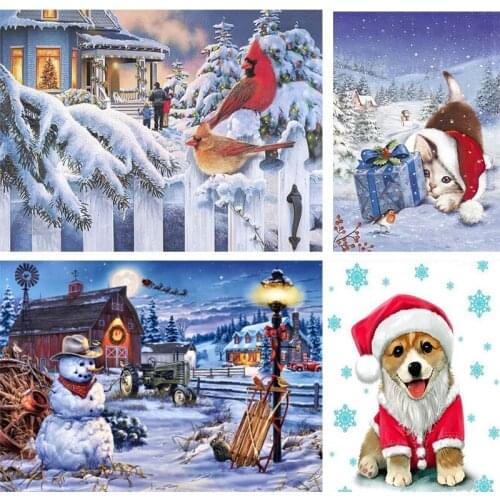 5D Diamond Painting Christmas Dog,cat,bird navidad Home Decoration Full Drill Square/round Rhinestone Cross Stitch Handcraft Kit