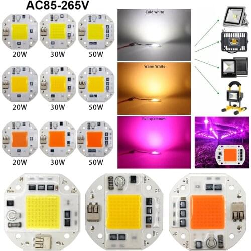 AC85-265V High Power 3000K 6500K Full Spectrum Smart IC 20W 30W 50W Driverless COB LED Chip for Plant Growing Lamp Floodlight