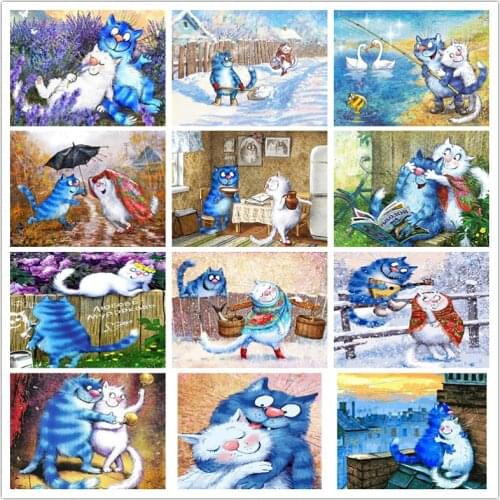 DIY 5D Diamond Painting Cute Cartoon Cat Full Square/Round Drill Animal Mosaic Embroidery Cross Stitch Home Decor Picture