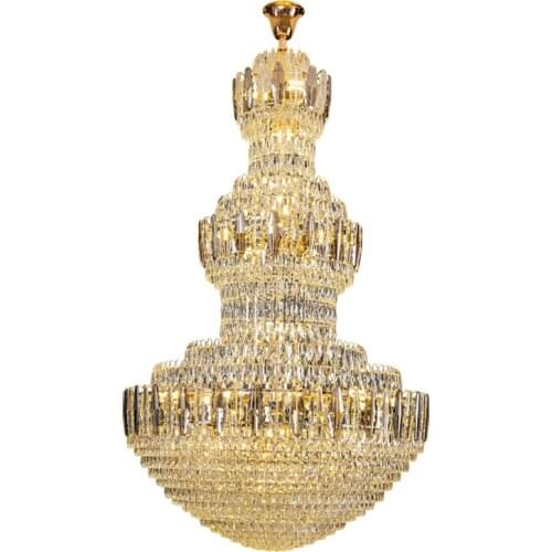 American Crystal Chandelier LED Light European Modern Crystal Chandeliers Lights Fixture Big Long Hotel Lobby Hall Parlor Lamp