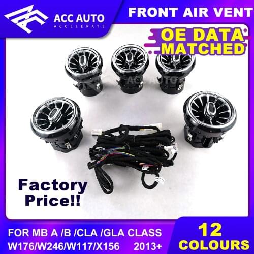 LED Ambient Light Front Air Vent Illuminated 12 Colors for Mercedez A Class W176 Car Interior Accessory Turbine Air Vent