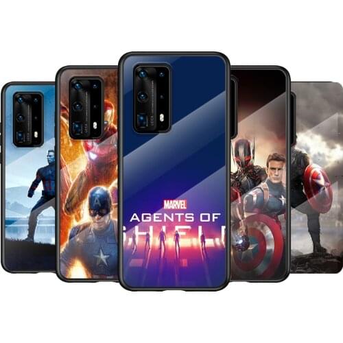 Tempered Glass Cover Marvel Super Hero Captain For Huawei P40 P30 P20 P10 Pro Plus Lite 5G 2019 Phone Case