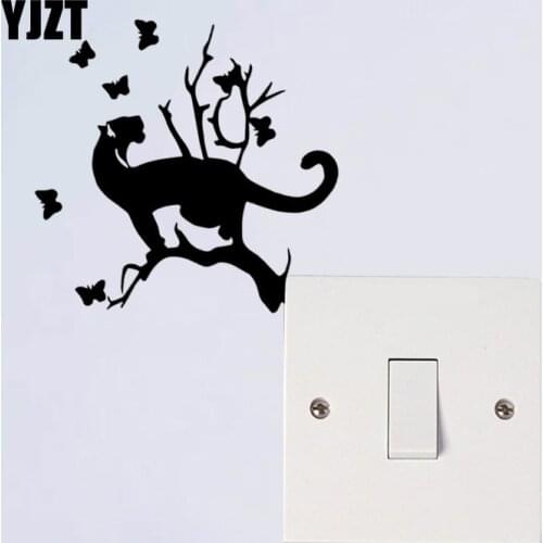 YJZT Tree Predator Panther Wall Switch Stickers Vinyl Decal Animal Creative Decoration 17SS0112