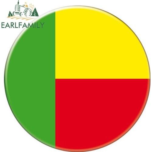 EARLFAMILY 13cm x 13cm Auto Moto Bike Suitcase Laptop Flag Round Benign-benin Reflective Car Sticker Waterproof 3D Car Styling